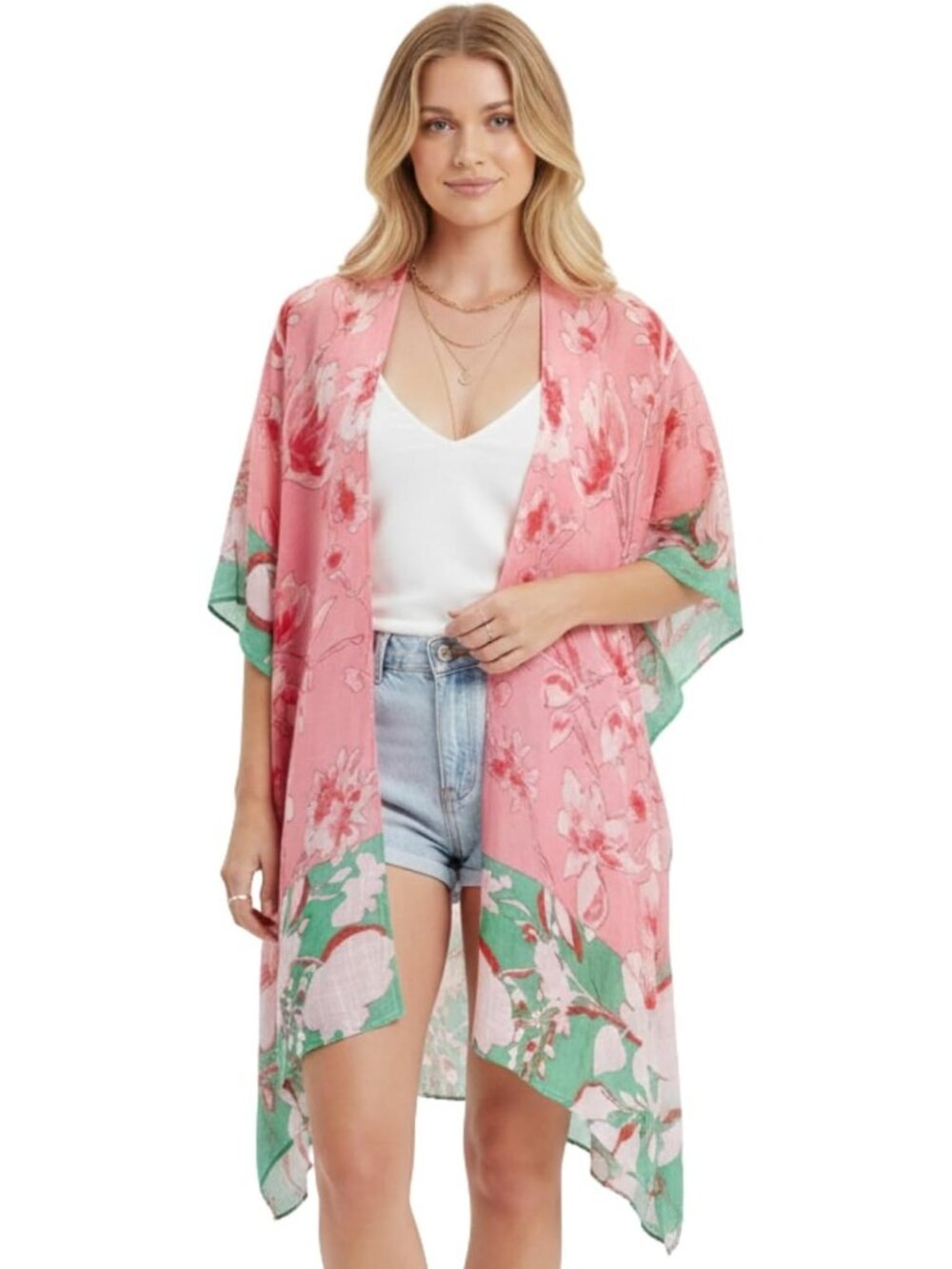 Women Rz Petal Dance Viscose Summer Lightweight Boho Kimono Cardigan Coverup